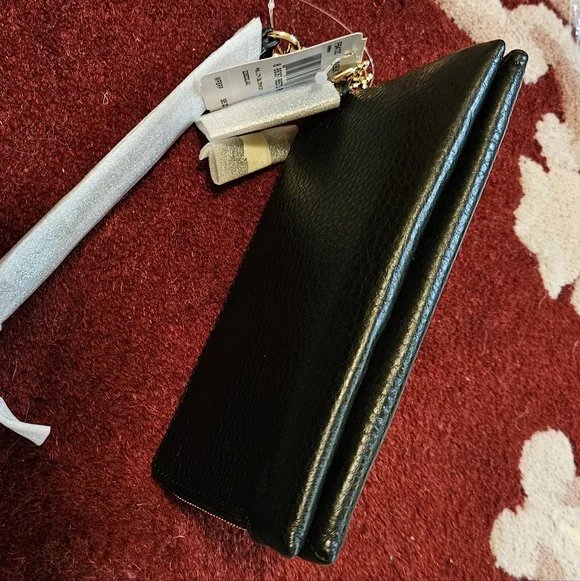 Coach Double Corner Zip Wallet Embossed Black Pebble Leather Gold Tone Hdwr NWT - Picture 12 of 16